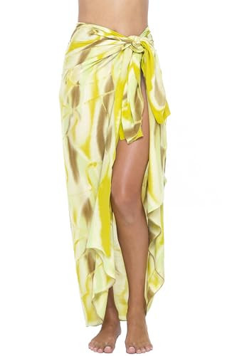 SHU-SHI Tie Dye Sarong Wrap for Women 100% Rayon Beach Cover Up Long Pareo Swimsuit Wrap Skirt | Amazon (US)