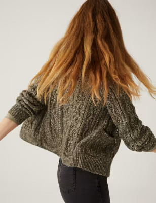 Knitted Textured Collared Cardigan | Marks & Spencer (UK)
