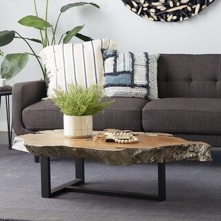 Brown Iron Contemporary Coffee Table 34 x 58 x 4 - Overstock - 33610583 | Bed Bath & Beyond