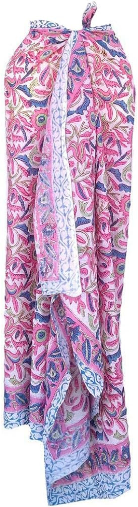 100% Cotton Hand Block Print Sarong Womens Swimsuit Wrap Cover Up Long Womens Apparel Fabric (73"... | Amazon (US)