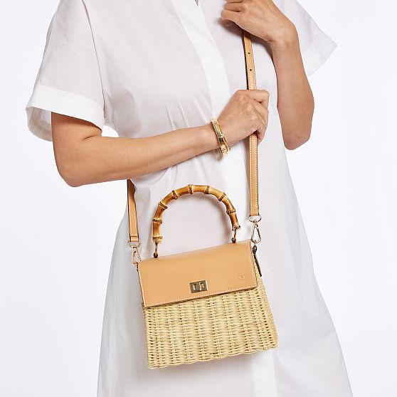 Bamboo Wicker Crossbody Bag | Mark and Graham
