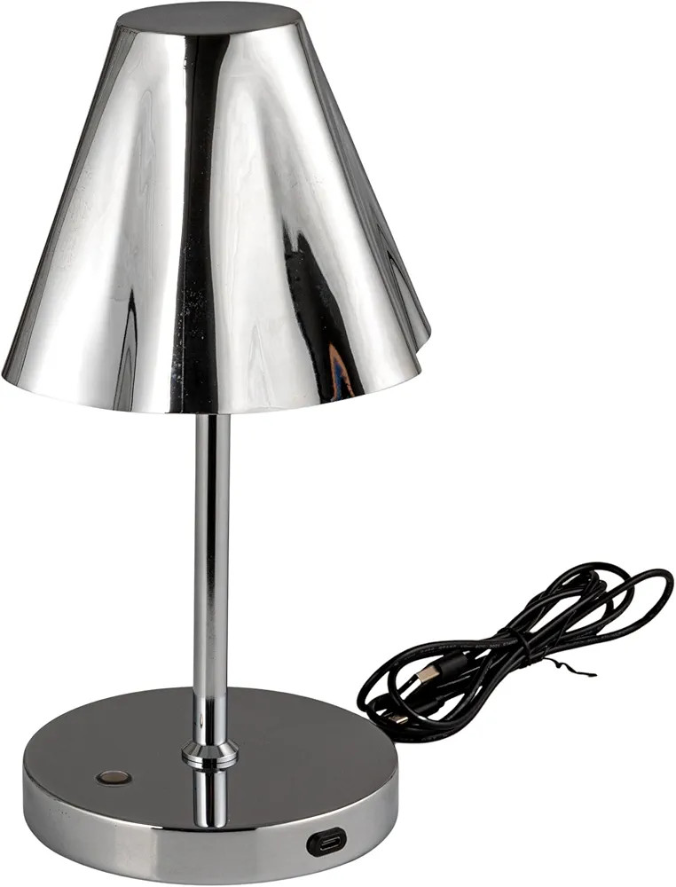 Bloomingville Metal LED Rechargeable Table Lamp with Touch Sensor, Silver Finish | Amazon (US)