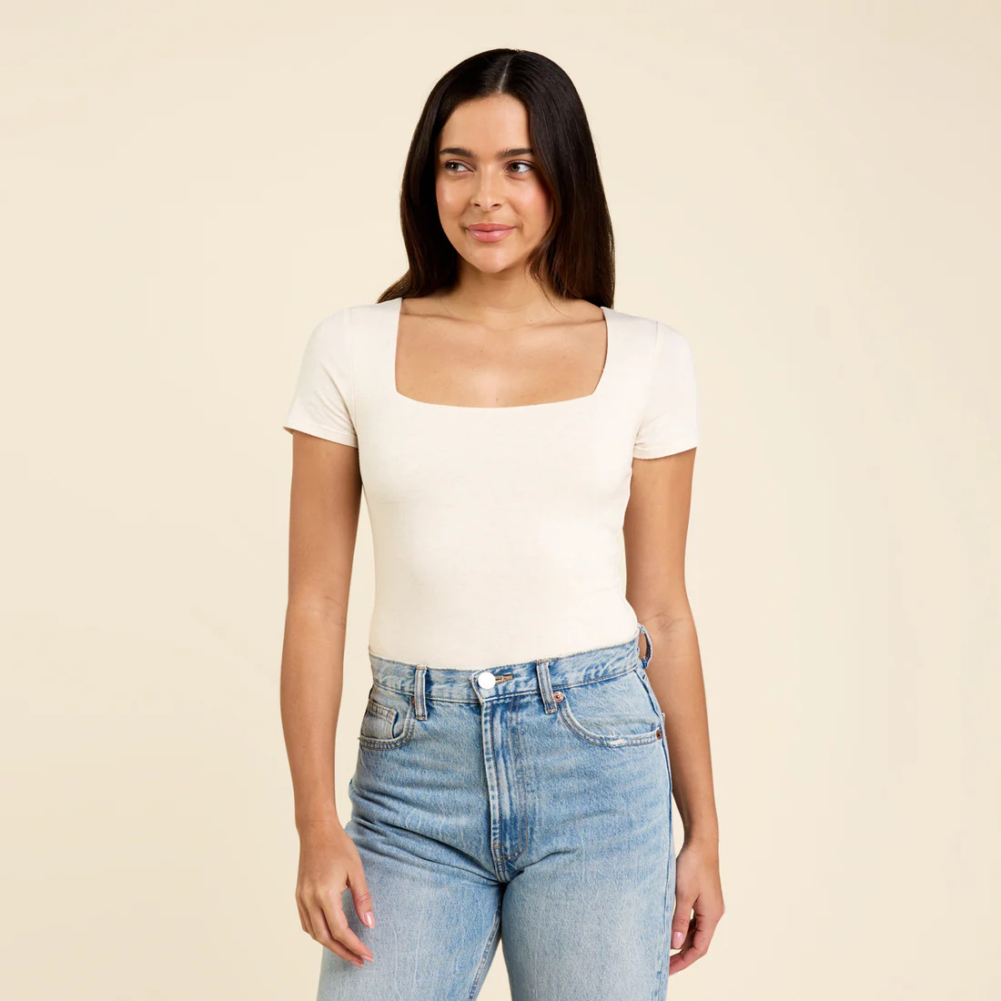 Short Sleeve Square Neck Bodysuit | nuuds