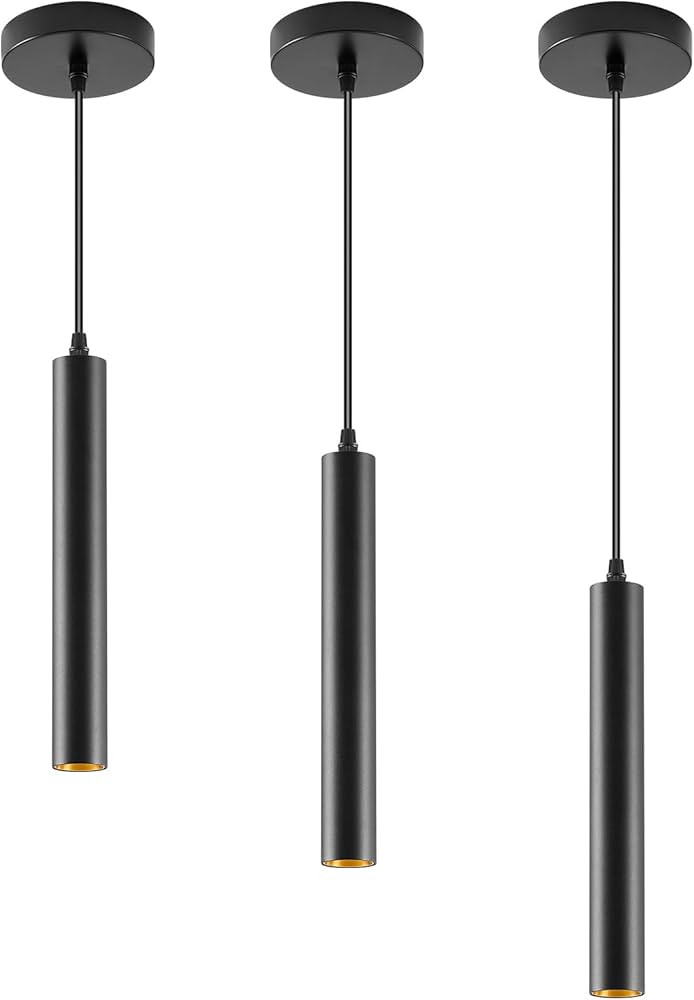 Black LED Pendant Light fixtures, 10W dimmable Hanging Pendant Spotlight, Aluminum Cylinder Penda... | Amazon (US)