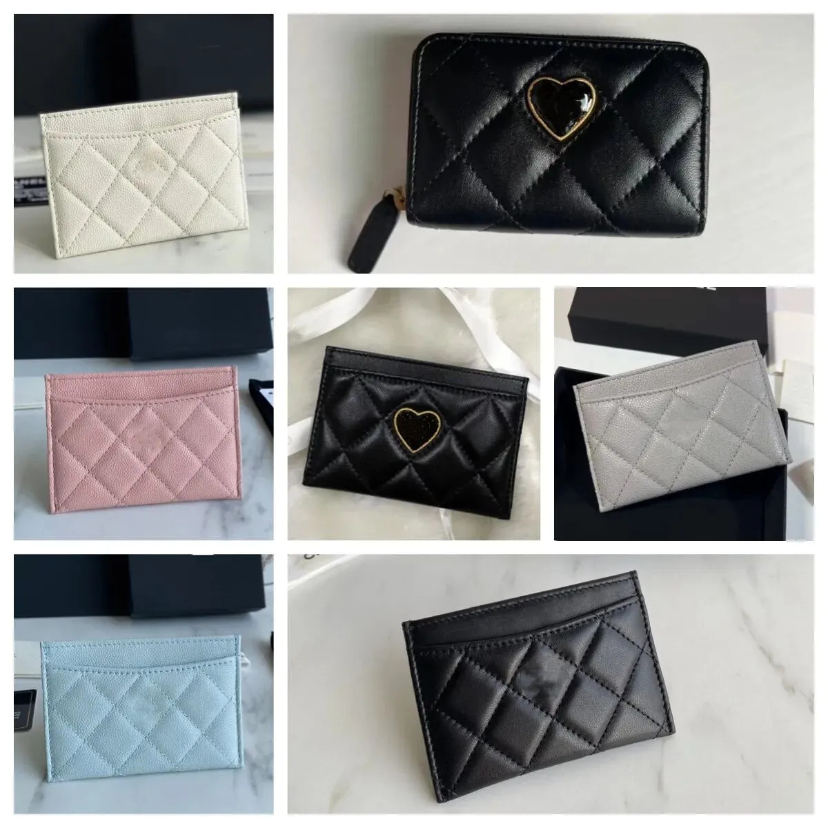 C Card Holder Fashion Designer Leather Wallet Heart Logo Purse With Gift Box 1:1 Original Quality | DHGate