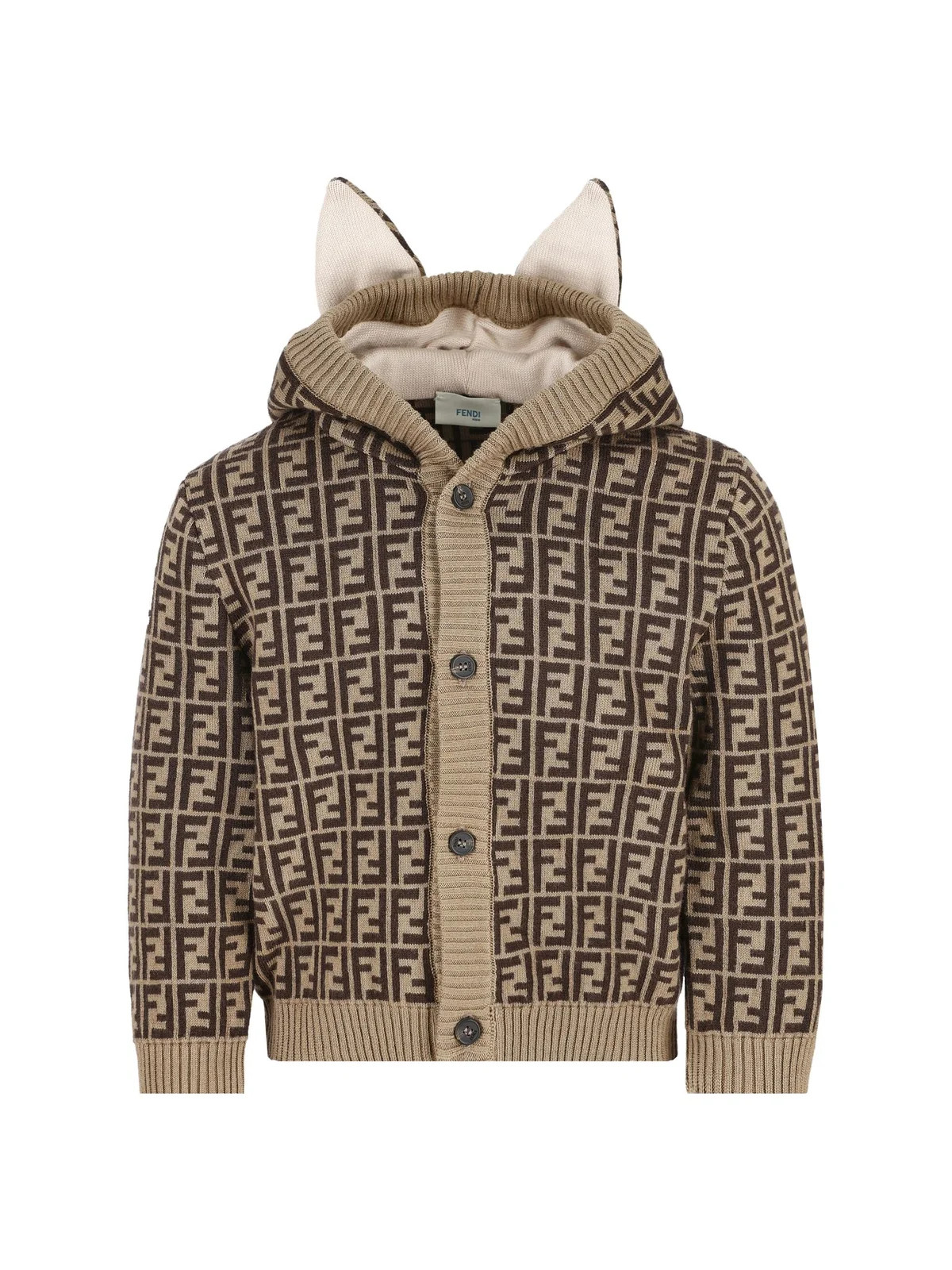 Fendi Kids Ear-Detailed Hooded Cardigan | Cettire Global