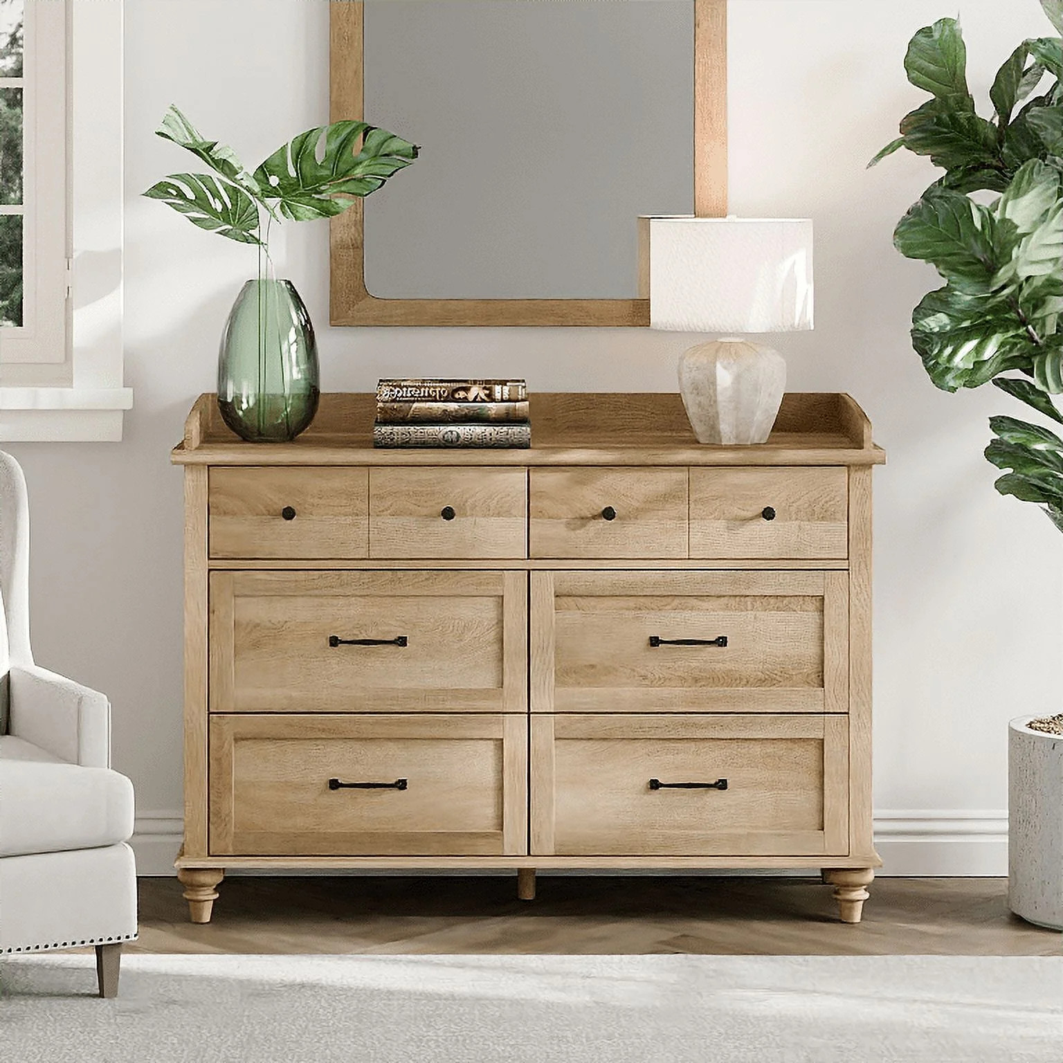 Wood Kids Dresser with 6 Drawers, Nursery Dresser Chest of Drawers, Mid-Century Dresser for Bedro... | Walmart (US)