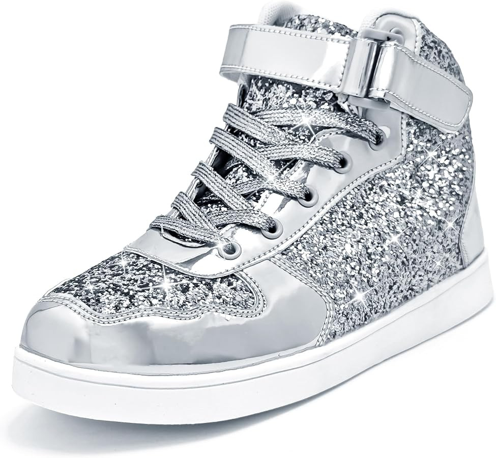 Wooowyet Glitter Shoes Kids High Top Sneakers for Boys Girls Gift Party Birthday Christmas Hallow... | Amazon (US)