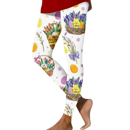 EHTMSAK Easter Leggings for Women Gym Fitness Bunny Tummy Control Eggs Tights Soft Novetly Holiday Rabbit Print Leggings Plus Size Stretchy Workout Yoga Pants Blue XL | Walmart (US)