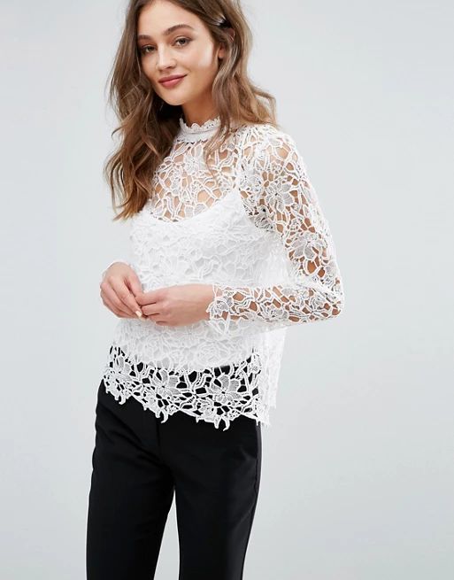 Vila High Neck All Over Lace Top | ASOS US