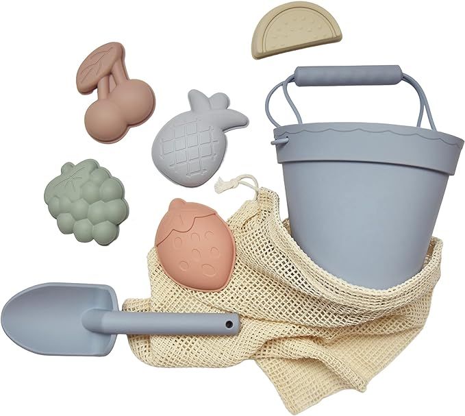 Silicone Beach Toys- Fruit Sand Molds, Shovel and Bucket Set, Summer Kids Games, Pool and Bath Pl... | Amazon (US)