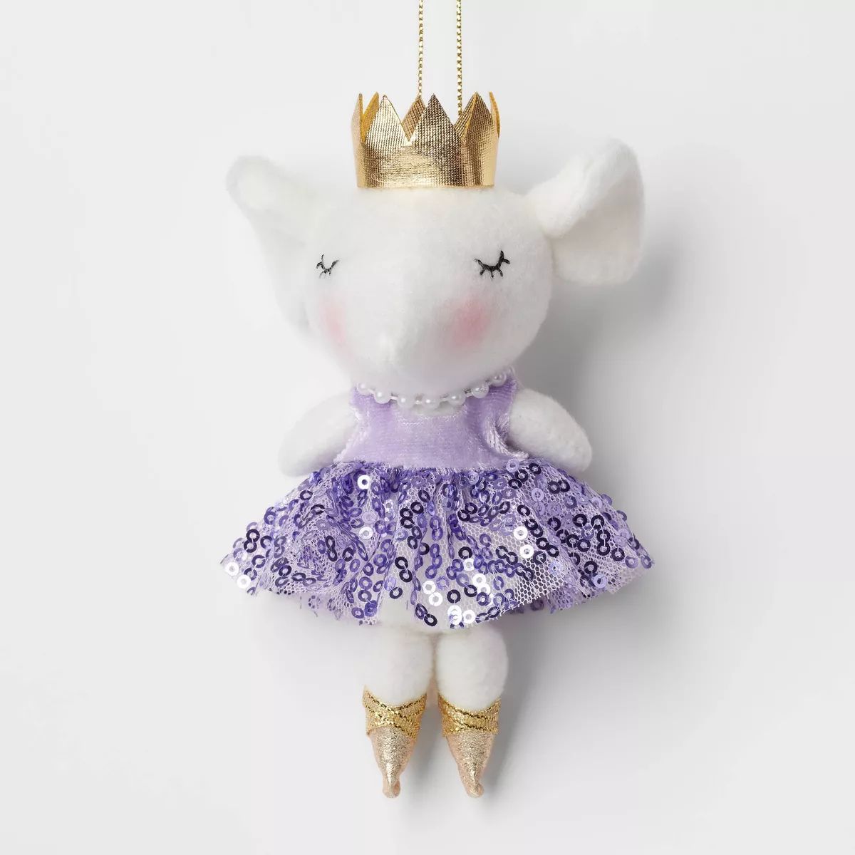 Felt Ballet Dancer Mouse with Sequined Tutu Christmas Tree Ornament White/Purple - Wondershop™ | Target