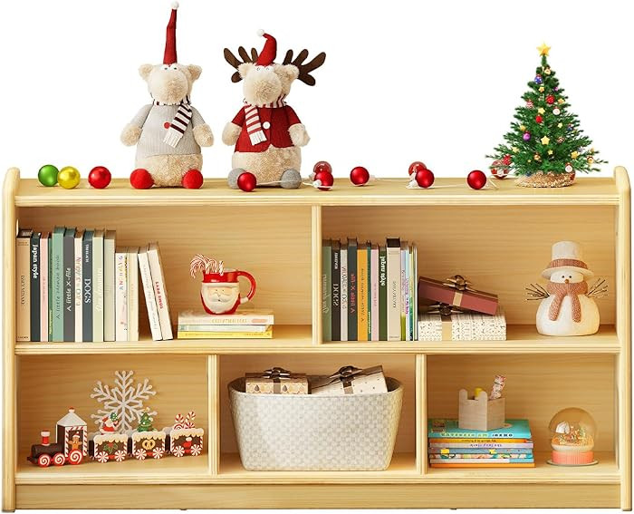 ONBRILL 2-Tier Wood Montessori Cabinet for Kids, Toddler Room Book Shelves Toy Organizers and Sto... | Amazon (US)