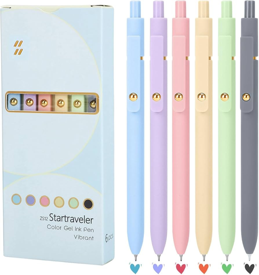 FIOVER Colorful Gel Pens - 6Pcs 0.7mm Multi-Colored Pens, Smooth Writing Coloring Journaling Supp... | Amazon (US)