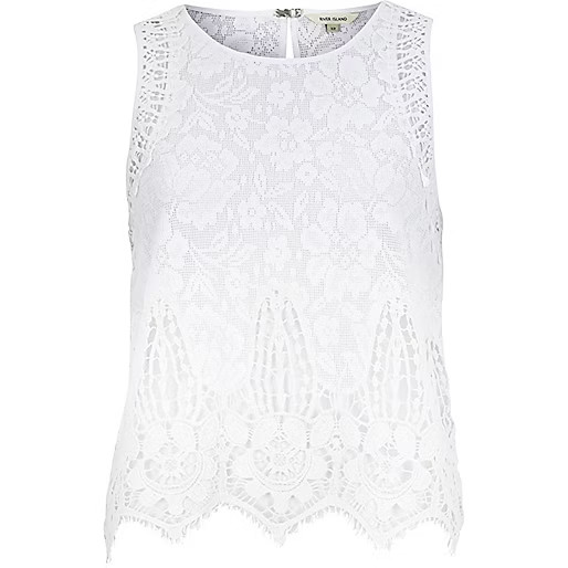 White lace sleeveless tank top | River Island (UK & IE)
