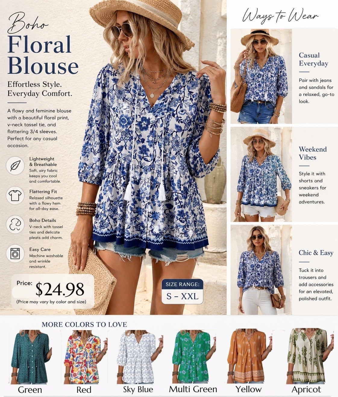 POV: you throw this blouse on “just for errands” and suddenly you’re getting compliments in the coffee line, at Target, and from your husband who never notices anything 🤍🌿

This floral boho top is giving effortless but still put together. The flowy fit, lightweight fabric, and dreamy prints make it one of those tops you reach for on repeat. Pair it with denim shorts for a casual everyday look, or with white jeans, wedges, or linen pants for a cute elevated look ✨

✔️ Lightweight & breathable
✔️ Flowy flattering fit
✔️ Easy to dress up or down
✔️ The prettiest boho floral prints
✔️ Looks way more expensive than it is 👏
(AND IT’S ON SALE!)

If you’ve been looking for an easy summer top that instantly makes an outfit look styled… this is it 💙

#LTKootd #LTKSaleAlert #LTKMidsize