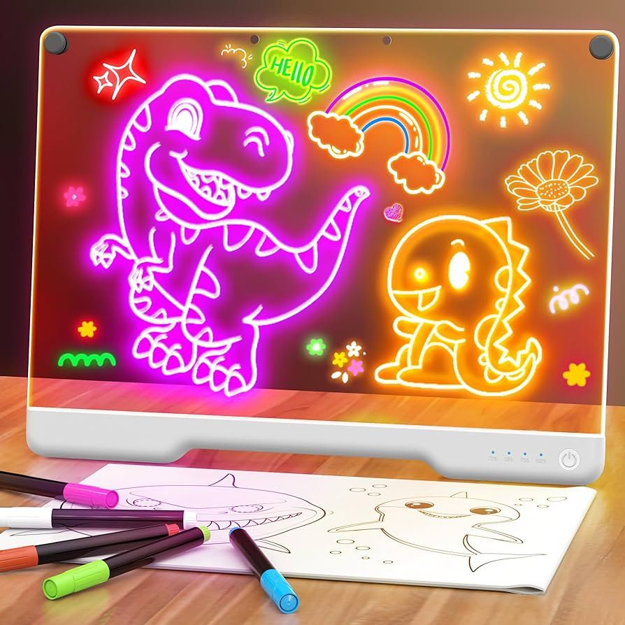16-Inch Rechargeable Doodle Glow LED Note Board, 7-Color Light Modes, Neon Art Dry Erase Light Up... | Amazon (US)