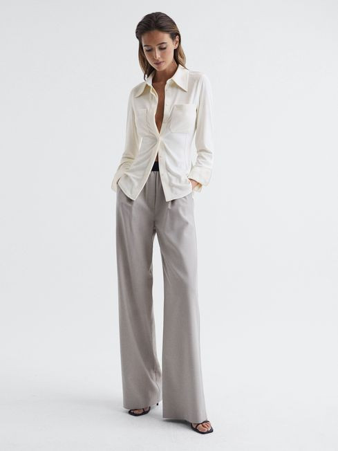 Reiss Ivory Billie Long Sleeve Jersey Shirt | Reiss UK
