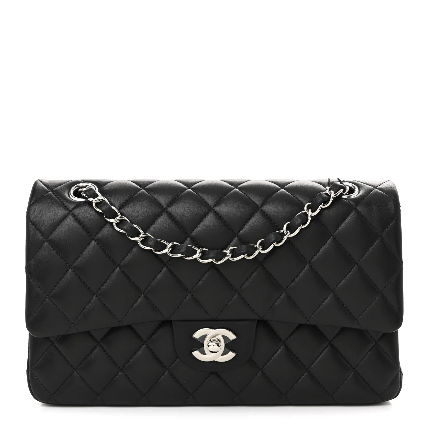 Lambskin Quilted Medium Double Flap Black | FASHIONPHILE (US)
