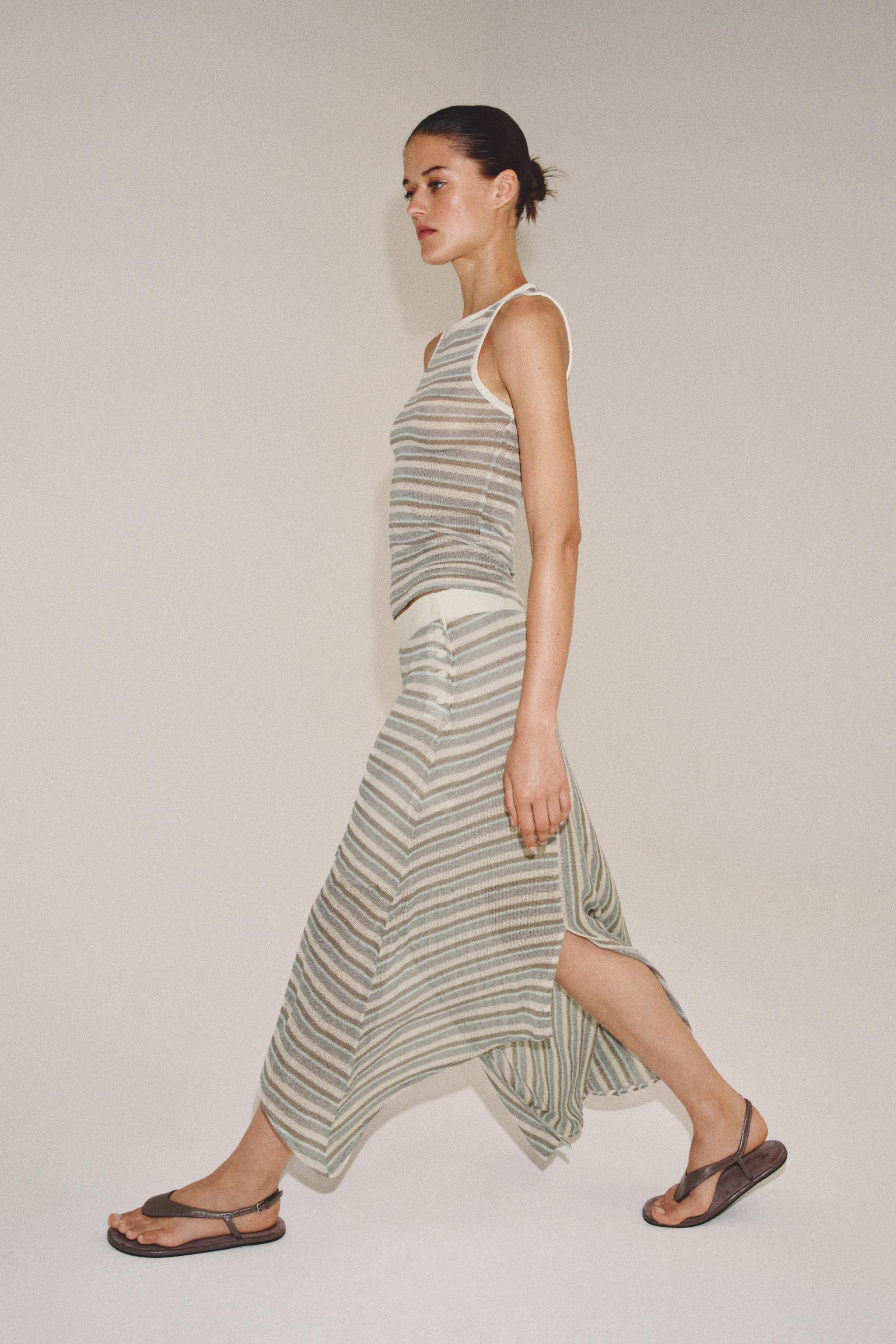 ASYMMETRIC STRIPED SKIRT | Zara US