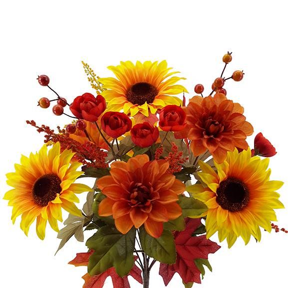 Mainstays 20.5" Artificial Yellow Sunflower Dahlia Bouquet | Walmart (US)