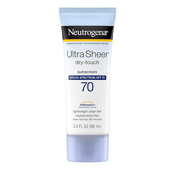 Neutrogena Ultra Sheer Dry-Touch Water Resistant Sunscreen Lotion with Broad Spectrum SPF 70, 3 F... | Amazon (US)