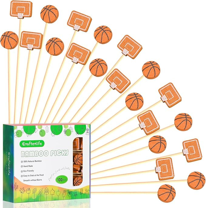 Basketball Cocktail Picks 5” Basketballs Topper Decorative Tip Decoration Toothpicks Skewers St... | Amazon (US)