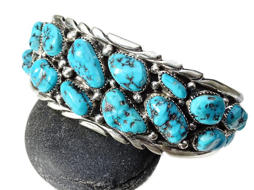 Zuni turquoise cuff mens silver cuff, Native American cuff bracelet Kingman turquoise cuff for hi... | Amazon (US)