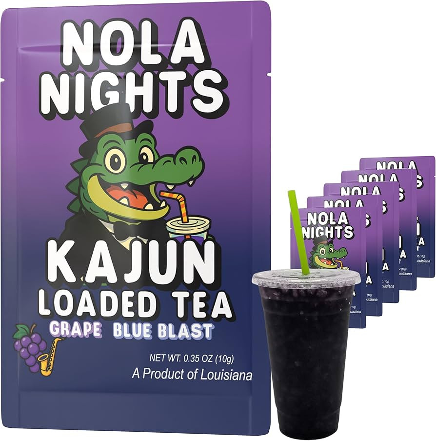 Kajun Loaded Tea Packets \u2013 Nola Nights | Grape & Blue Blast Flavor | Sugar Free Energy Tea P... | Amazon (US)
