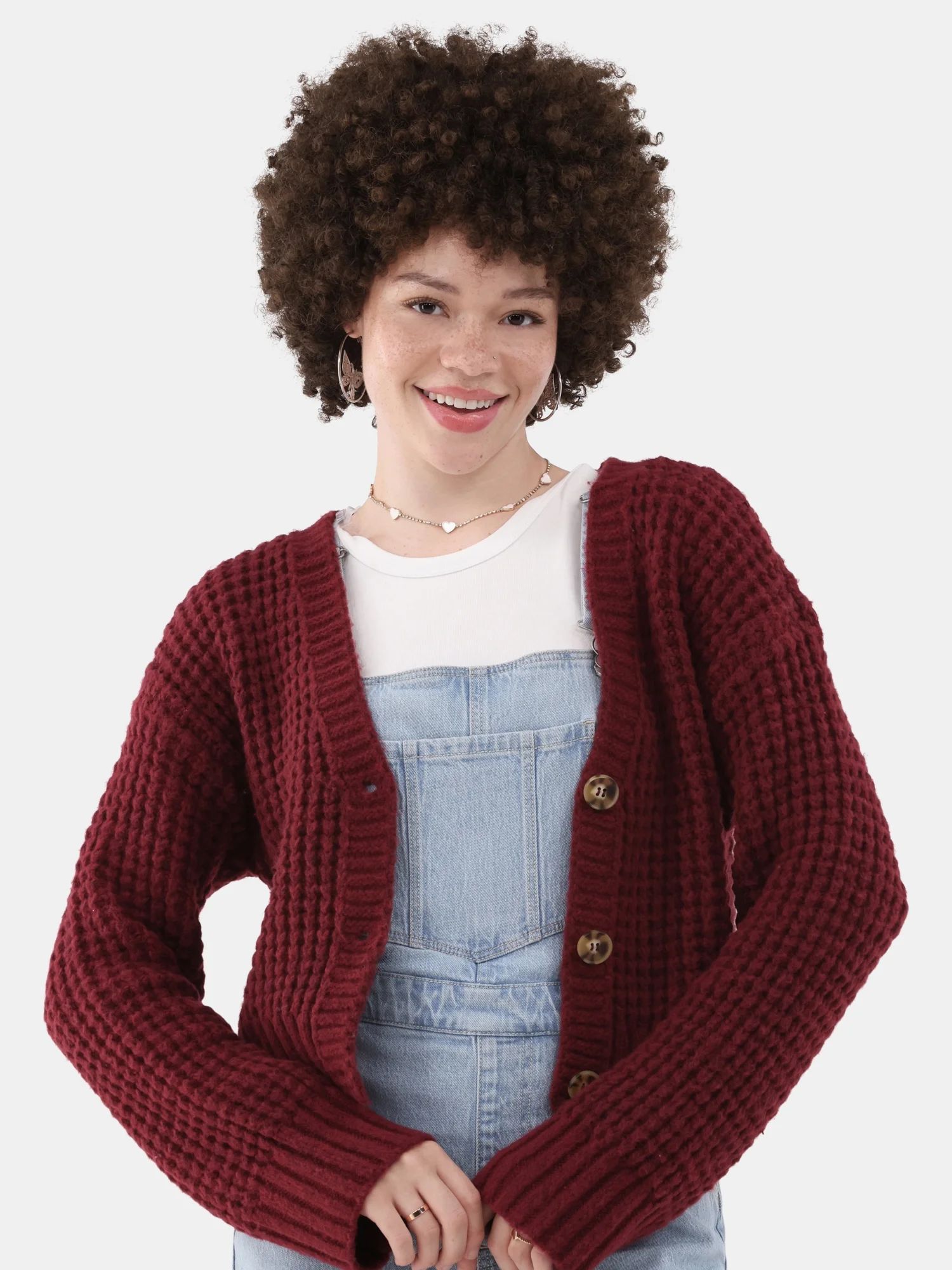 No Boundaries Chunky Knit Cardigan Sweater, Women’s | Walmart (US)