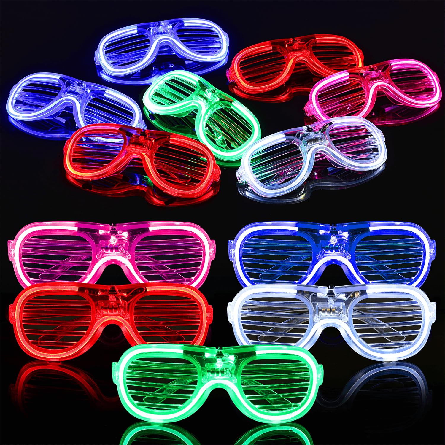 25 Pack LED Light Up Sunglasses for Kids & Adults, Glow in the Dark Neon Glasses Bulk for Party F... | Amazon (US)