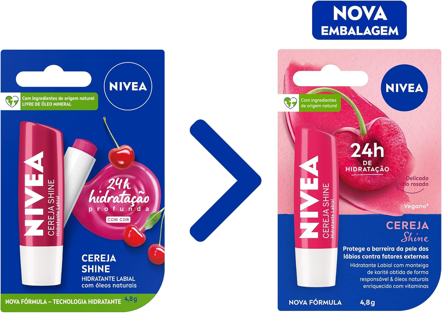 NIVEA Hidratante Labial Cereja Shine 4,8g - Cuidado e proteção para seus lábios por 24h, além... | Amazon (BR)