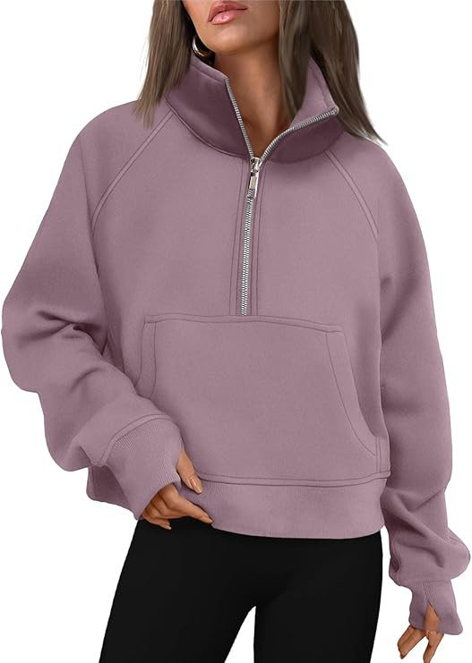 AUTOMET Womens Sweatshirts Half Zip Cropped Pullover Fleece Quarter Zipper Hoodies 2024 Fall Fash... | Amazon (US)