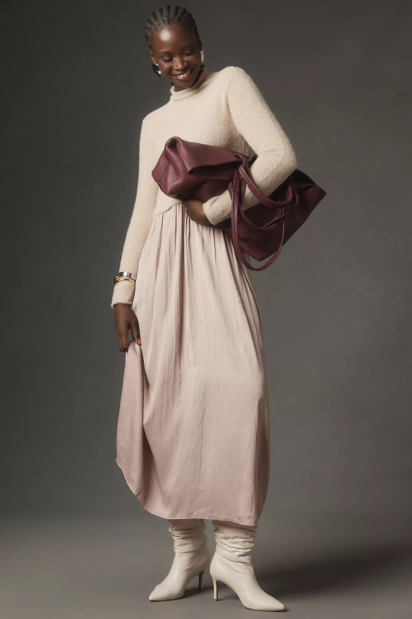 By Anthropologie Long-Sleeve Eyelash Twofer Sweater Dress | Anthropologie (US)