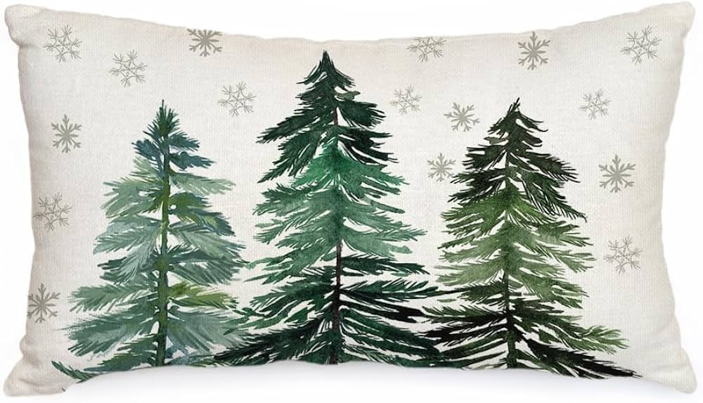 AACORS Christmas Pillow Cover 12X20 Inch Christmas Trees Snowflake Decorations Winter Pillow Case... | Amazon (US)