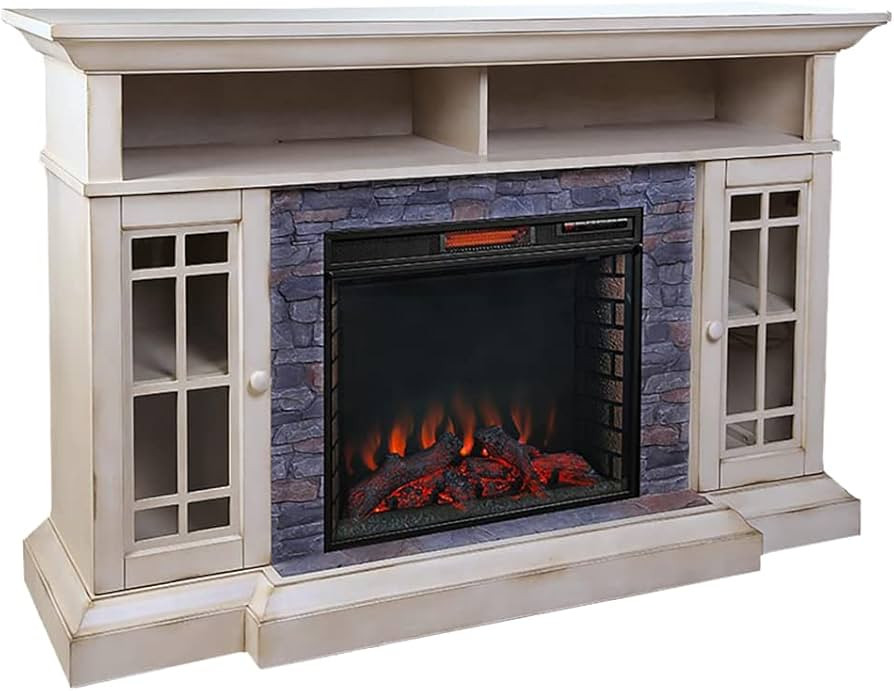 Allen Home Bennett 66 inch Freestanding Electric Fireplace TV Stand - Farmhouse Ivory, ASMM-017-2... | Amazon (US)