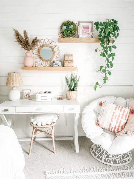These floating wood shelves from Target are back in stock! Plus our daughter’s white writing desk is on Sale!

Coastal bedroom decor, teen girl bedroom furniture, coastal style decor, woven lamp, ceramic lamp, white desk, rattan stool, papasan chair, white bedding, boho throw pillows with tassels, floating shelf, wall shelf, shelf decor, woven basket, round wall mirror, rattan round mirror, white wooden medallion wall art, coastal beach prints, natural matted picture frame, wood beaded chandelier, bedroom area rug, White bedroom. 

Get the full details on this bedroom makeover on heatherkrout.com

#LTKhome #LTKstyletip #LTKFind
