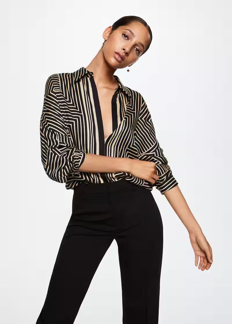 Satin striped shirt | MANGO (US)