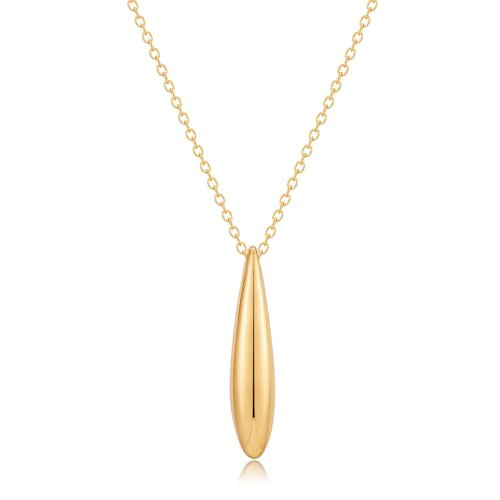 FAMARINE Gold Silver Pendant Necklace Women Dainty Cute Jewelry Long Tear Simple Necklaces | Amazon (US)
