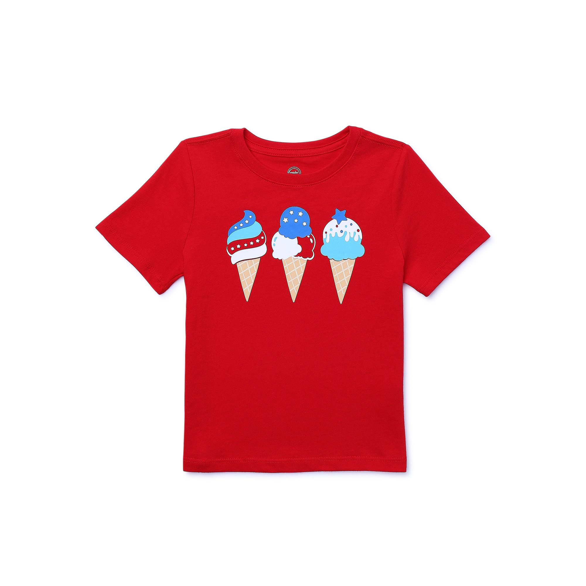 Wonder Nation Toddler Girls Patriotic Graphic Tee with Short Sleeves, Sizes 12M-5T | Walmart (US)
