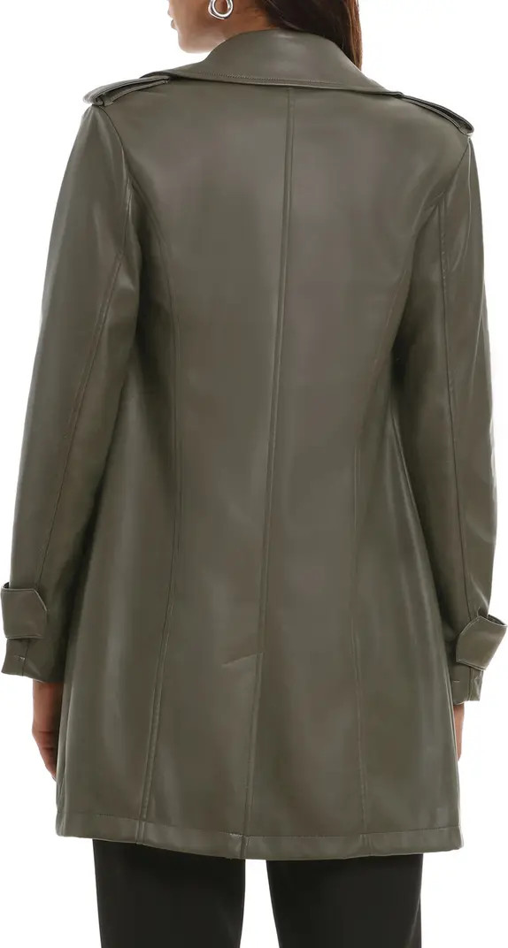 Open Front Faux Leather Trench Coat | Nordstrom Rack