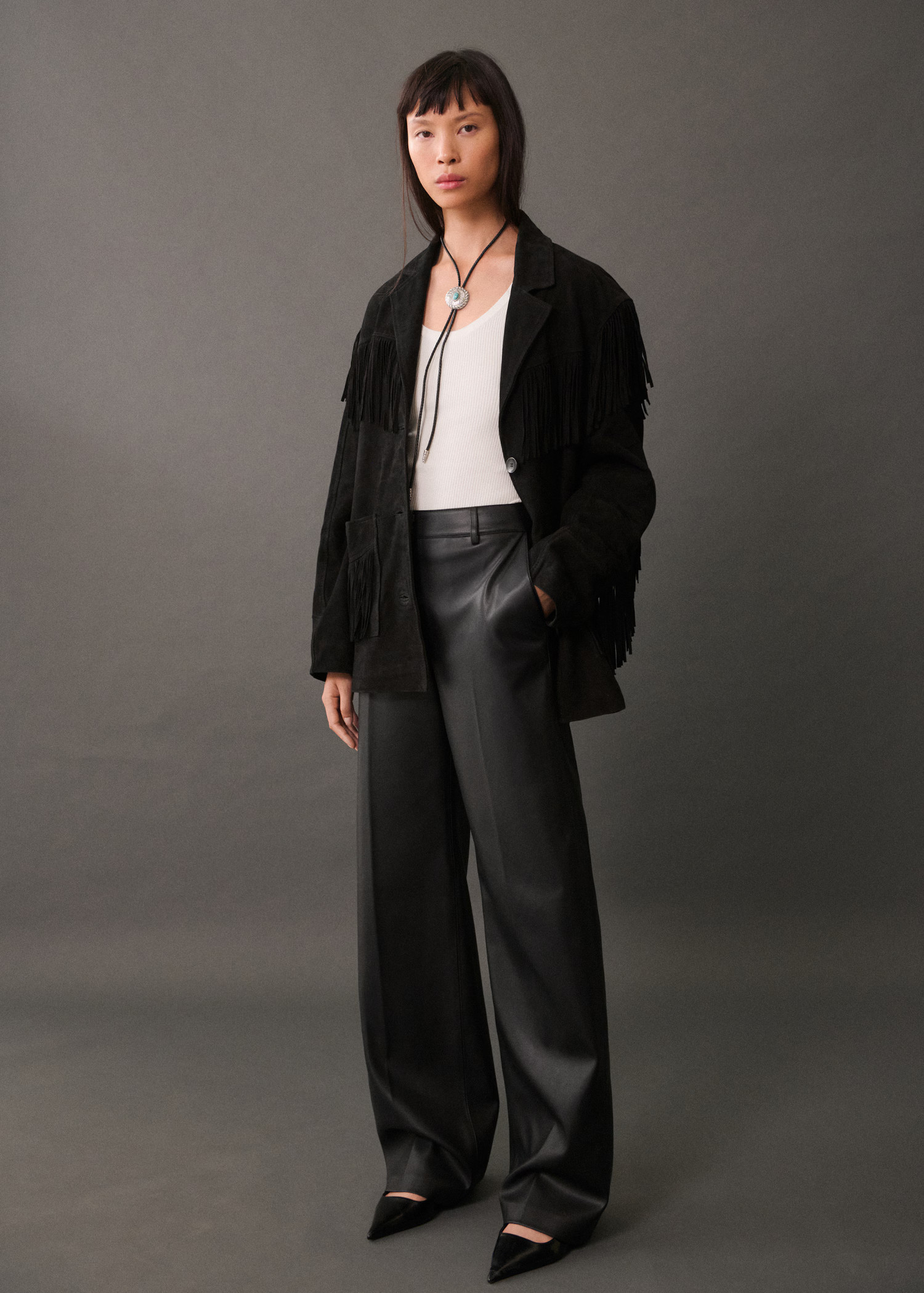 Wideleg leather-effect pants - Women | MANGO USA | Mango (US/MX/AU)
