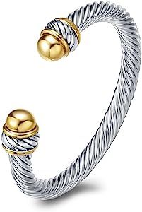 Fashion Jewelry Brand Cable Wire Retro Antique Bangle Elegant Beautiful Valentine | Amazon (US)