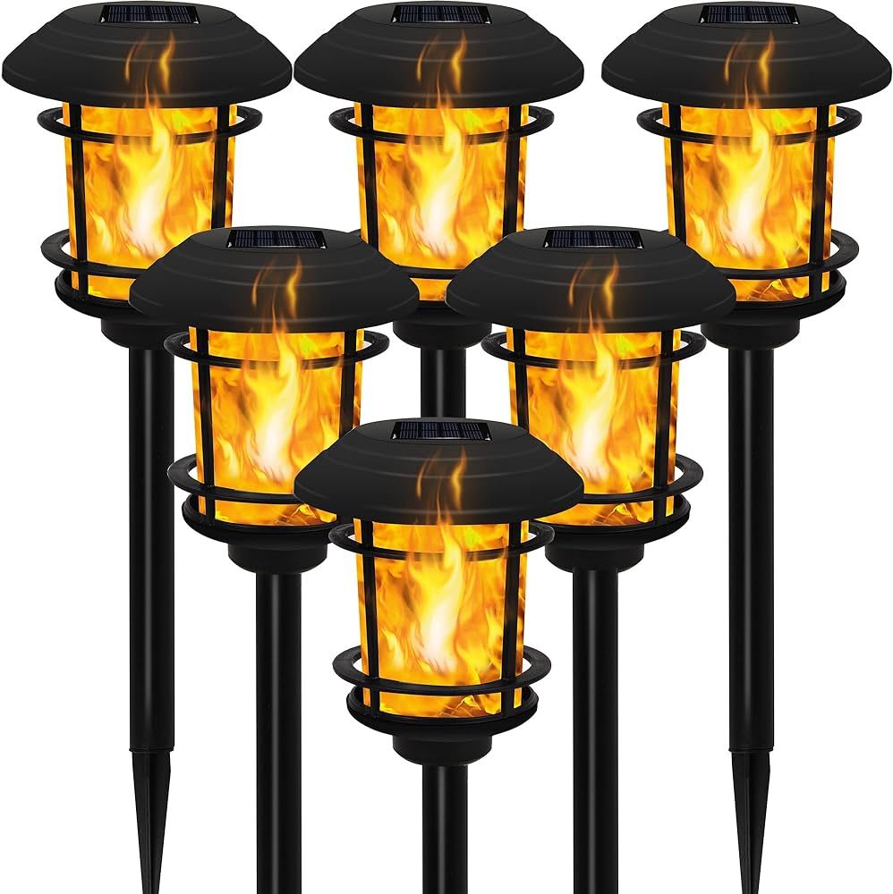 Dynaming 6 Pack Solar Flame Torch Lights Outdoor, Flickering Flame Garden Light, Solar Powered Au... | Amazon (US)