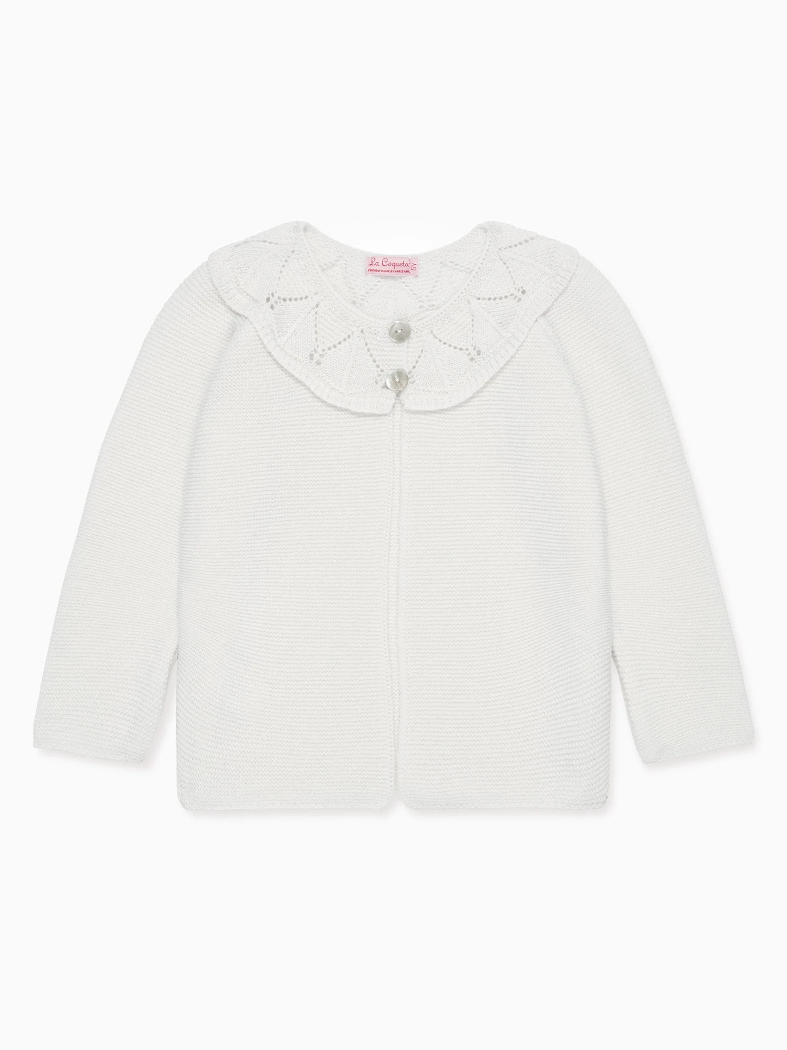 Ivory Baena Merino Girl Cardigan | La Coqueta (US)