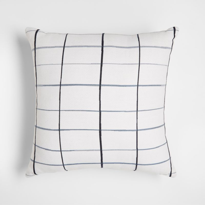Sunbrella 20"x20" Windowpane White and Navy Blue Outdoor Throw Pillow + Reviews | Crate & Barrel | Crate & Barrel