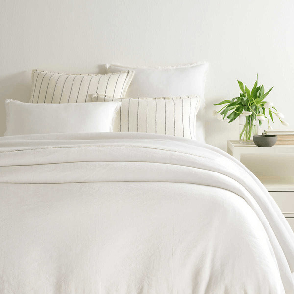 Faye Linen Dove White Duvet Cover | Annie Selke