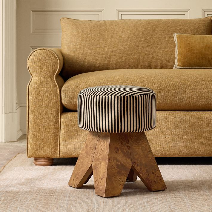 Pierce And Ward Vanity Stool, Performance Chenille Crossweave Sand, Claro | West Elm (US)