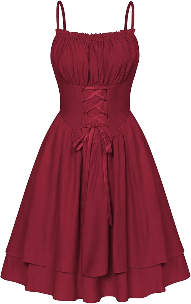 Scarlet Darkness Renaissance Dress Women Chiffon Spaghetti Strap Corset Dress | Amazon (US)