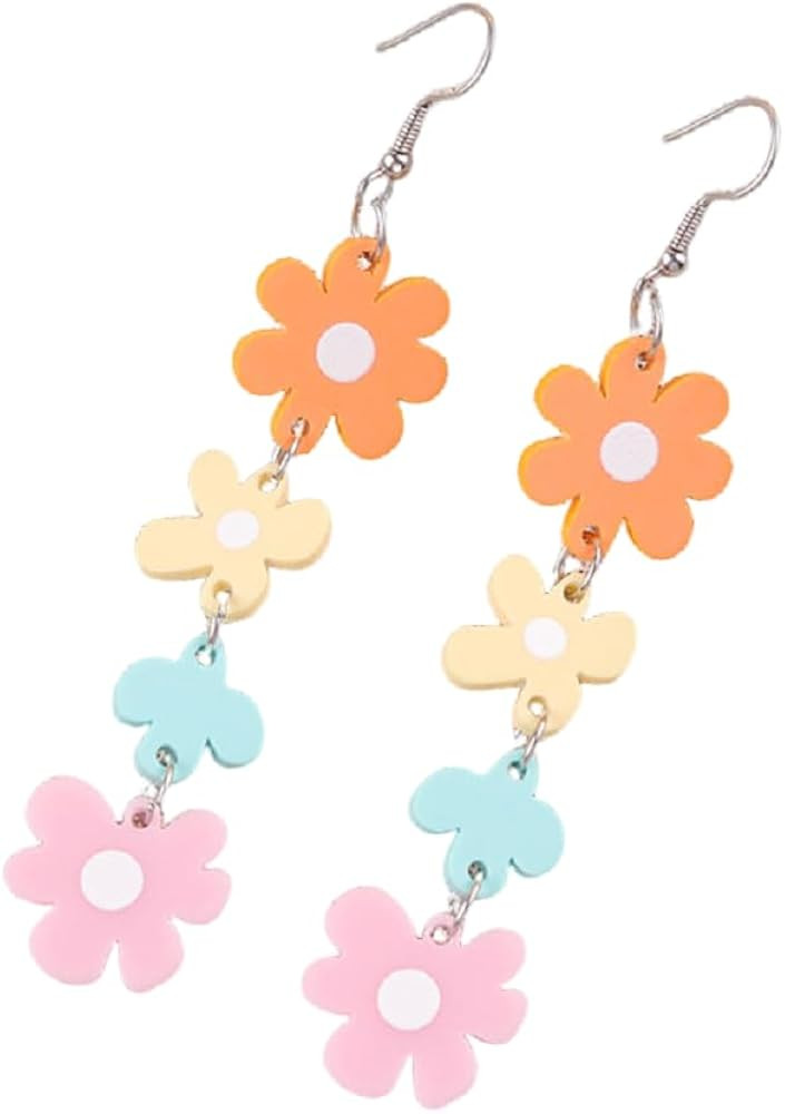 Bohemian Daisy Flower Dangle Earrings Colorful Floral Earrings for Women Boho Daisy Petals Jewelr... | Amazon (US)